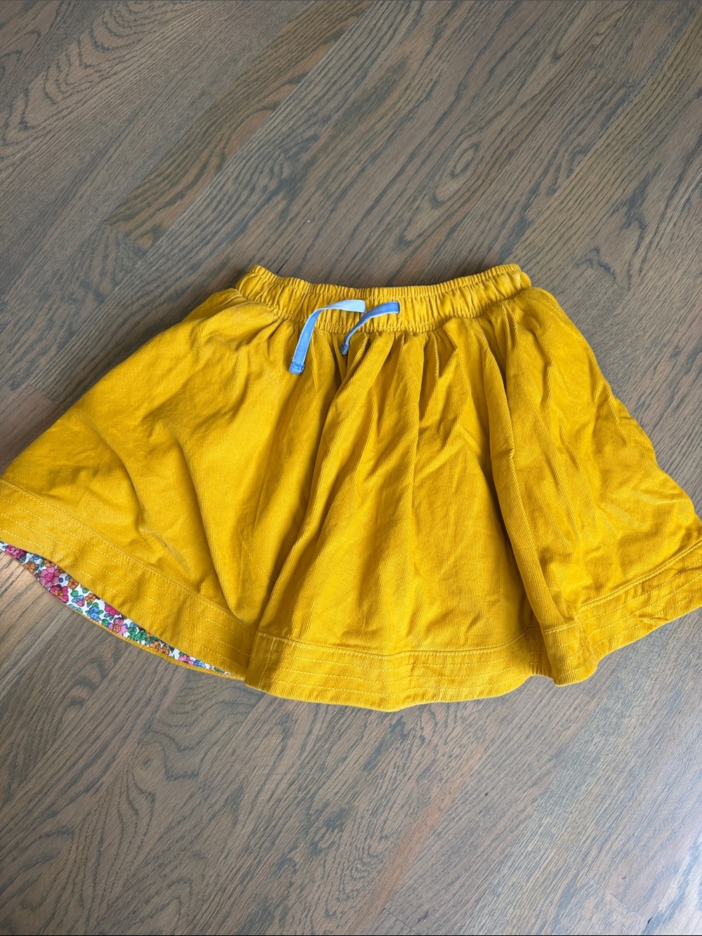 Mini Boden Girls' Yellow Skirt with Floral Lining